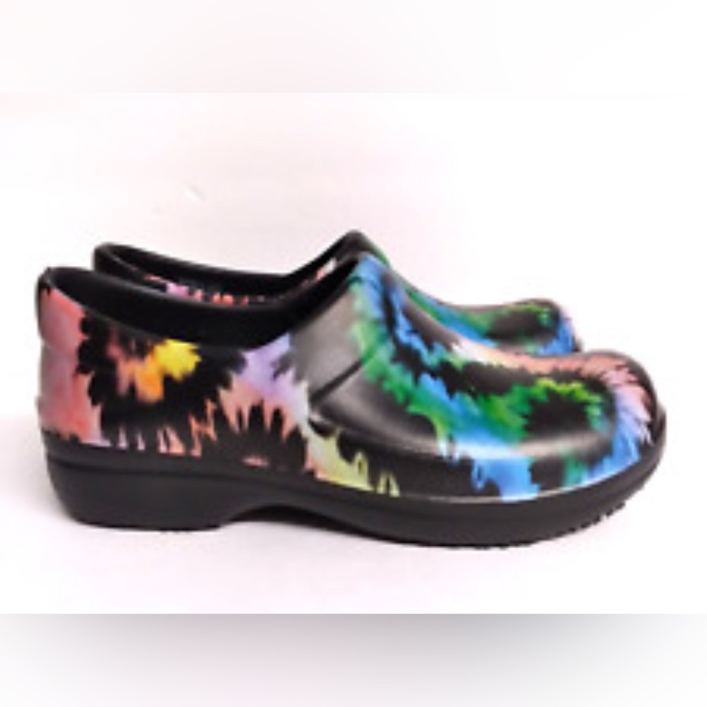 Crocs Tie Dye Graphic Clog Shoe Women 6 Neria Dual Comfort Pro II Work     NWOT